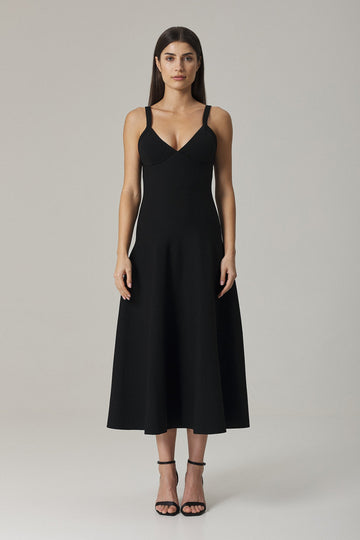 SASHA CIRCULAR KNIT DRESS IN BLACK