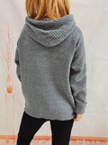 Drawstring Long Sleeve Hooded Sweater - Hovatok