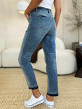 Judy Blue Full Size Mid Rise Rigid Magic Release Hem Jeans - Hovatok