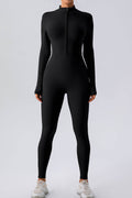 Half Zip Mock Neck Active Jumpsuit - Hovatok