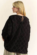 Davi & Dani Tied Round Neck Mesh Blouse - Hovatok