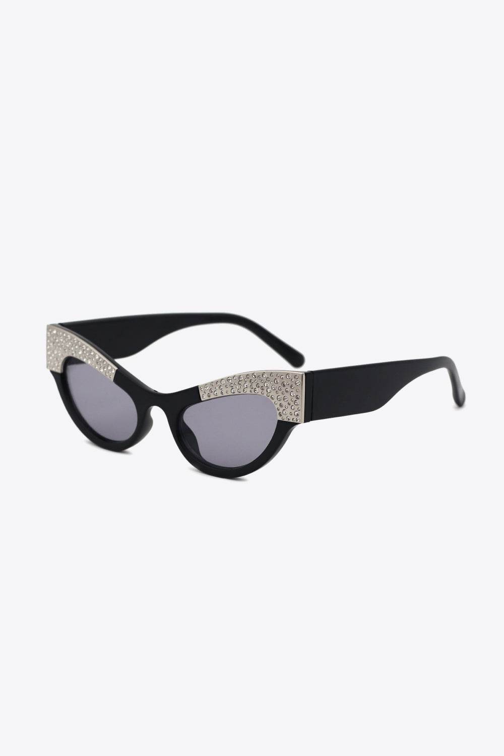 UV400 Rhinestone Trim Cat-Eye Sunglasses - Hovatok