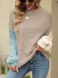 Angel Wings Color Block Dropped Shoulder Sweater - Hovatok
