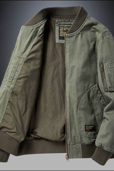 Men's Plus Size Zip Up Baseball Collar Bomber Jacket - Hovatok