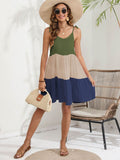 Color Block Spaghetti Strap Cover-Up Dress - Hovatok