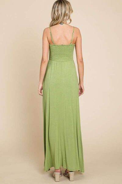 Culture Code Full Size Smocked Cami Maxi Dress with Pockets - Hovatok