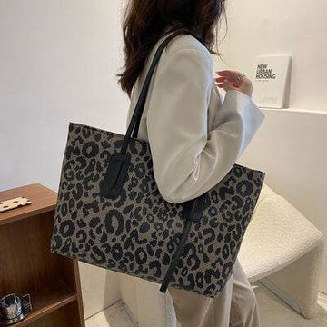 PU Leather Leopard Tote Bag - Hovatok