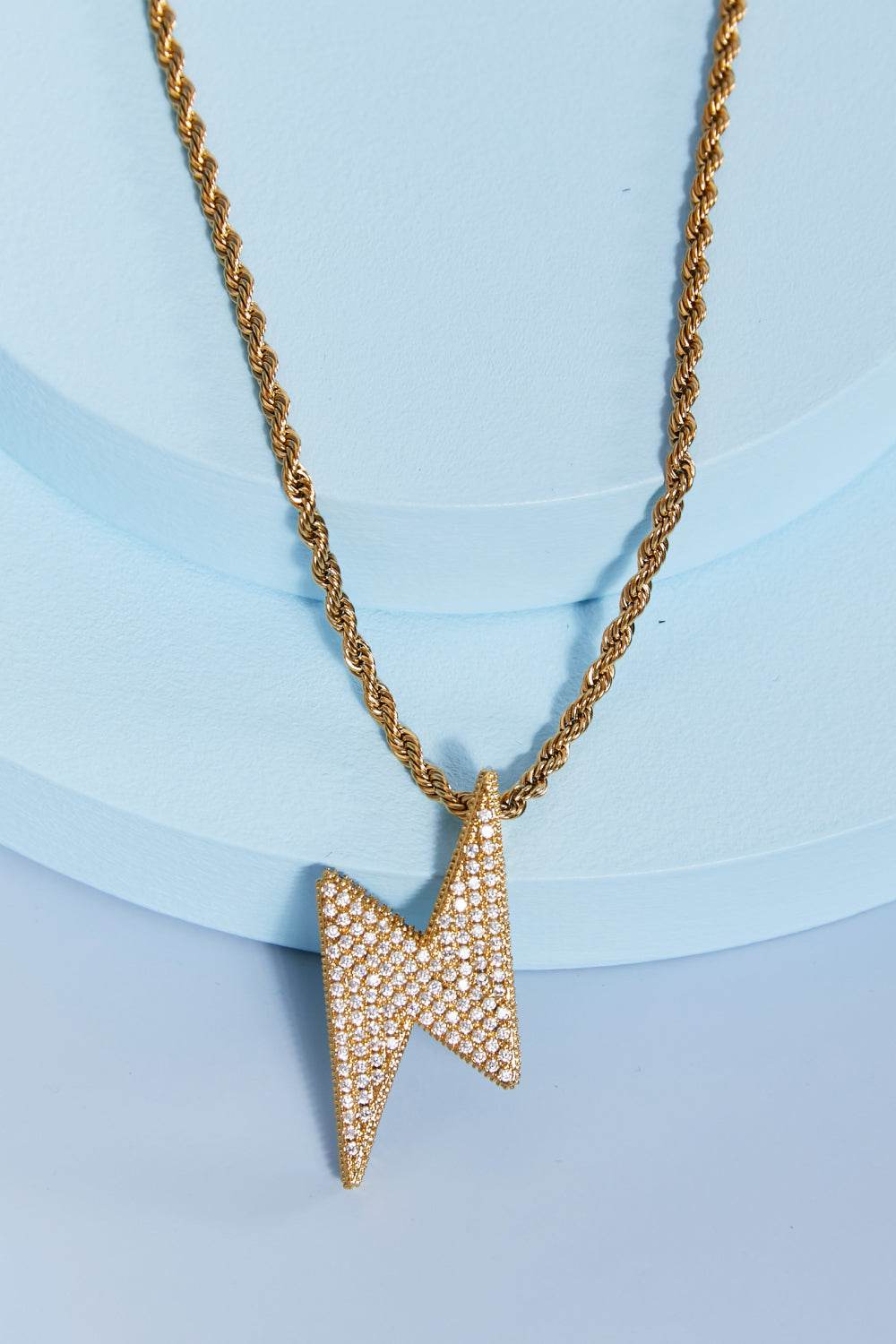 Brass Lightning Pendant Necklace - Hovatok