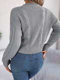 Cable-Knit Buttoned Round Neck Sweater - Hovatok