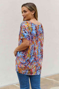 Be Stage Full Size Printed Dolman Flowy Top - Hovatok
