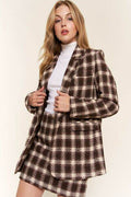 And The Why Full Size Plaid Brushed One Button Blazer - Hovatok