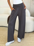 Basic Bae Full Size Smocked Wide Waistband Wide Leg Pants - Hovatok