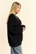 Davi & Dani Round Neck Raglan Sleeve Sweatshirt - Hovatok