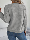 Cable-Knit Round Neck Long Sleeve Sweater - Hovatok