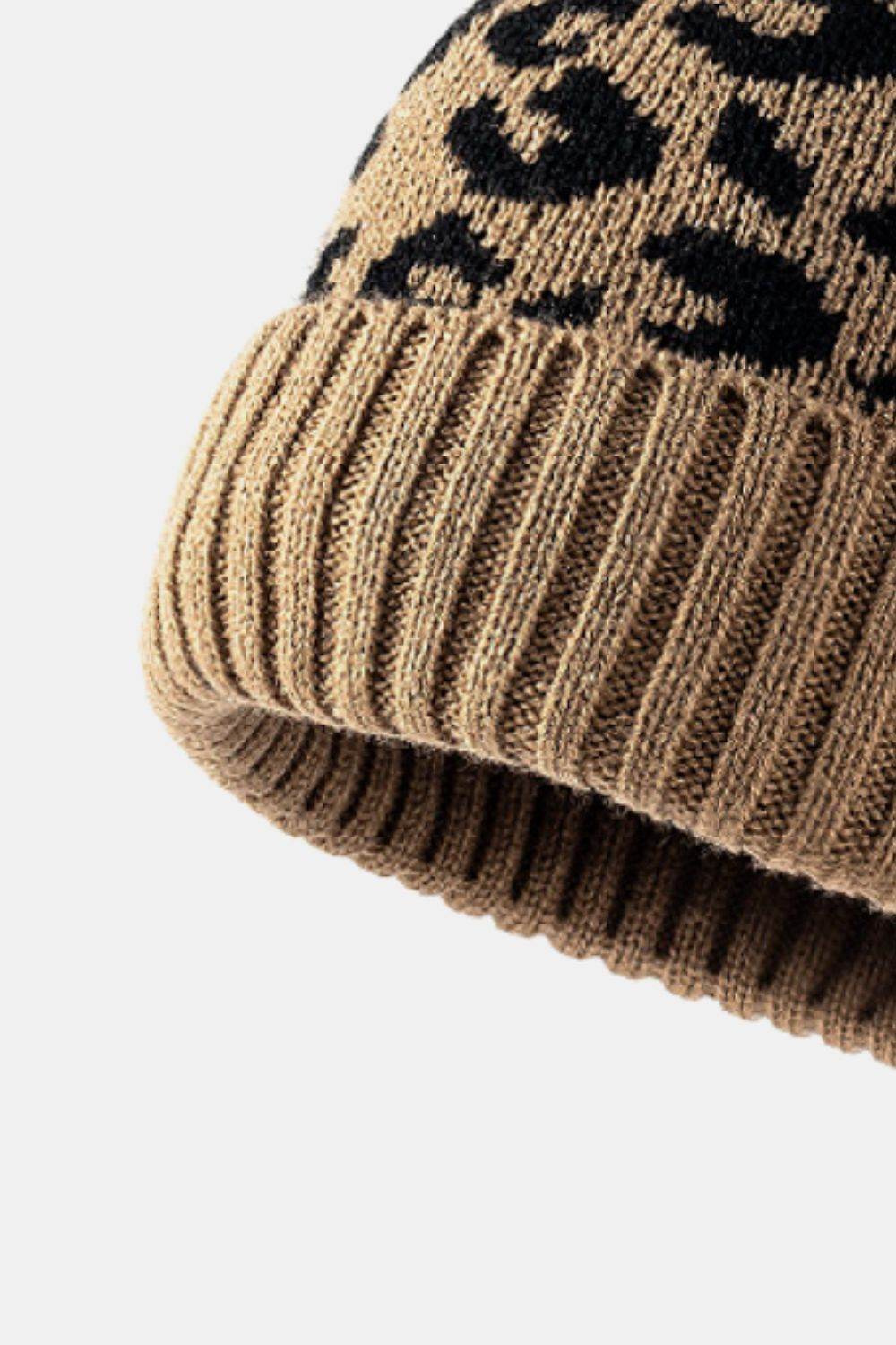 Leopard Pom-Pom Cuffed Beanie - Hovatok