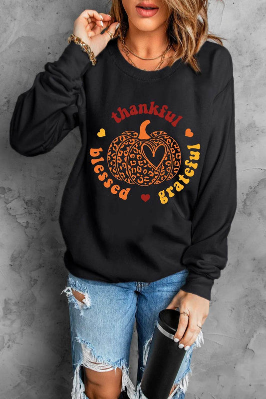 Pumpkin Graphic Long Sleeve Sweatshirt - Hovatok