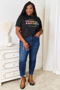 Simply Love Slogan Graphic Cuffed Sleeve T-Shirt - Hovatok