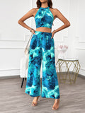 Devine Printed Halter Neck Top and Pants Set - Hovatok