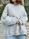Oversize Round Neck Dropped Shoulder Sweatshirt - Hovatok