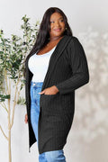 Basic Bae Full Size Hooded Sweater Cardigan - Hovatok