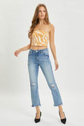 RISEN Full Size High Rise Distressed Cropped Straight Jeans - Hovatok