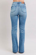 Judy Blue HW Tummy Control Vintage Wash Side Slit Slim Boot Jeans - Hovatok