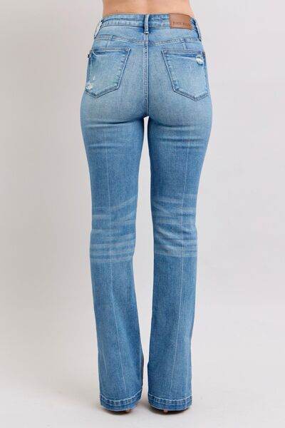 Judy Blue HW Tummy Control Vintage Wash Side Slit Slim Boot Jeans - Hovatok