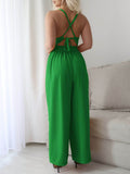 Devine Tie Back Backless Crisscross Jumpsuit - Hovatok