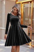 Round Neck Long Sleeve Knee Length Dress - Hovatok