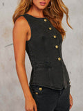 Button Down Denim Vest - Hovatok