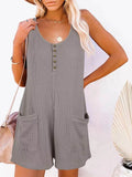 Full Size Pocketed Scoop Neck Sleeveless Romper - Hovatok