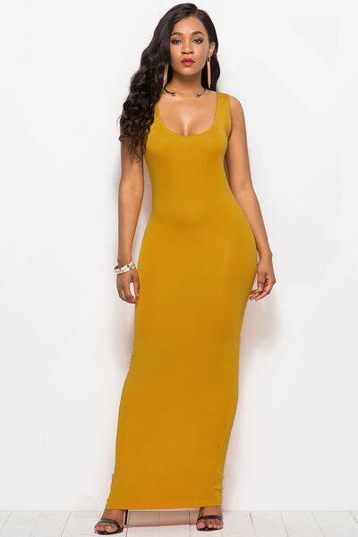Scoop Neck Wide Strap Maxi Dress - Hovatok