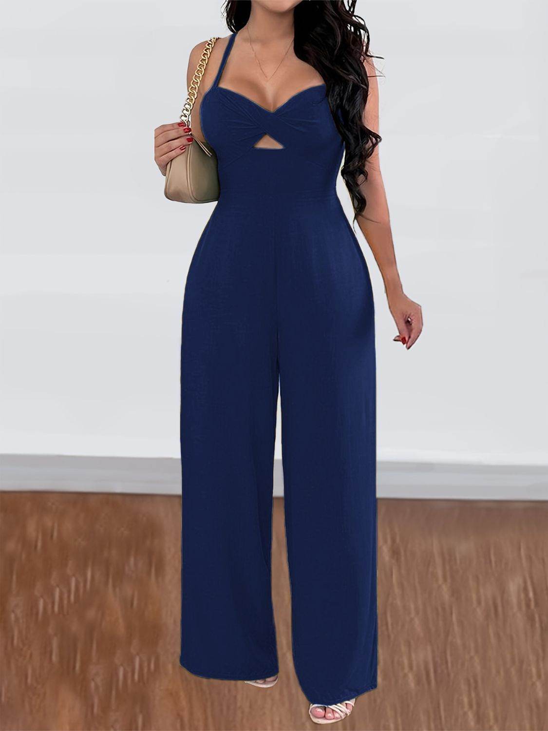 Devine Tie Back Backless Crisscross Jumpsuit - Hovatok