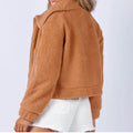 Long Sleeve Collared Neck Sherpa Jacket - Hovatok