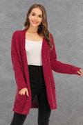 Angel Wings Pocketed Open Front Long Sleeve Cardigan - Hovatok