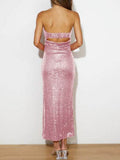 Sequin Cutout Tube Dress - Hovatok