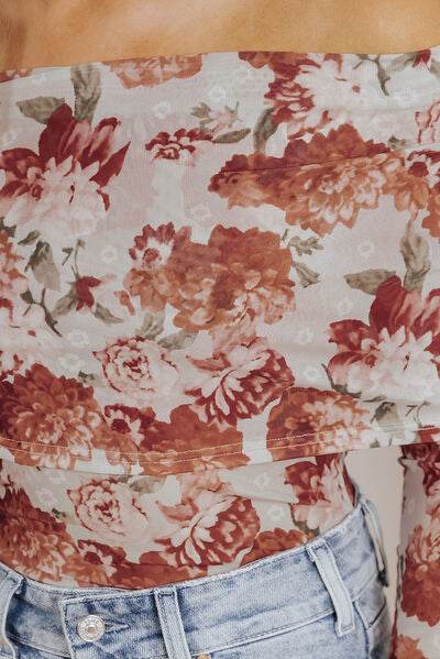 Floral Off-Shoulder Long Sleeve Bodysuit - Hovatok