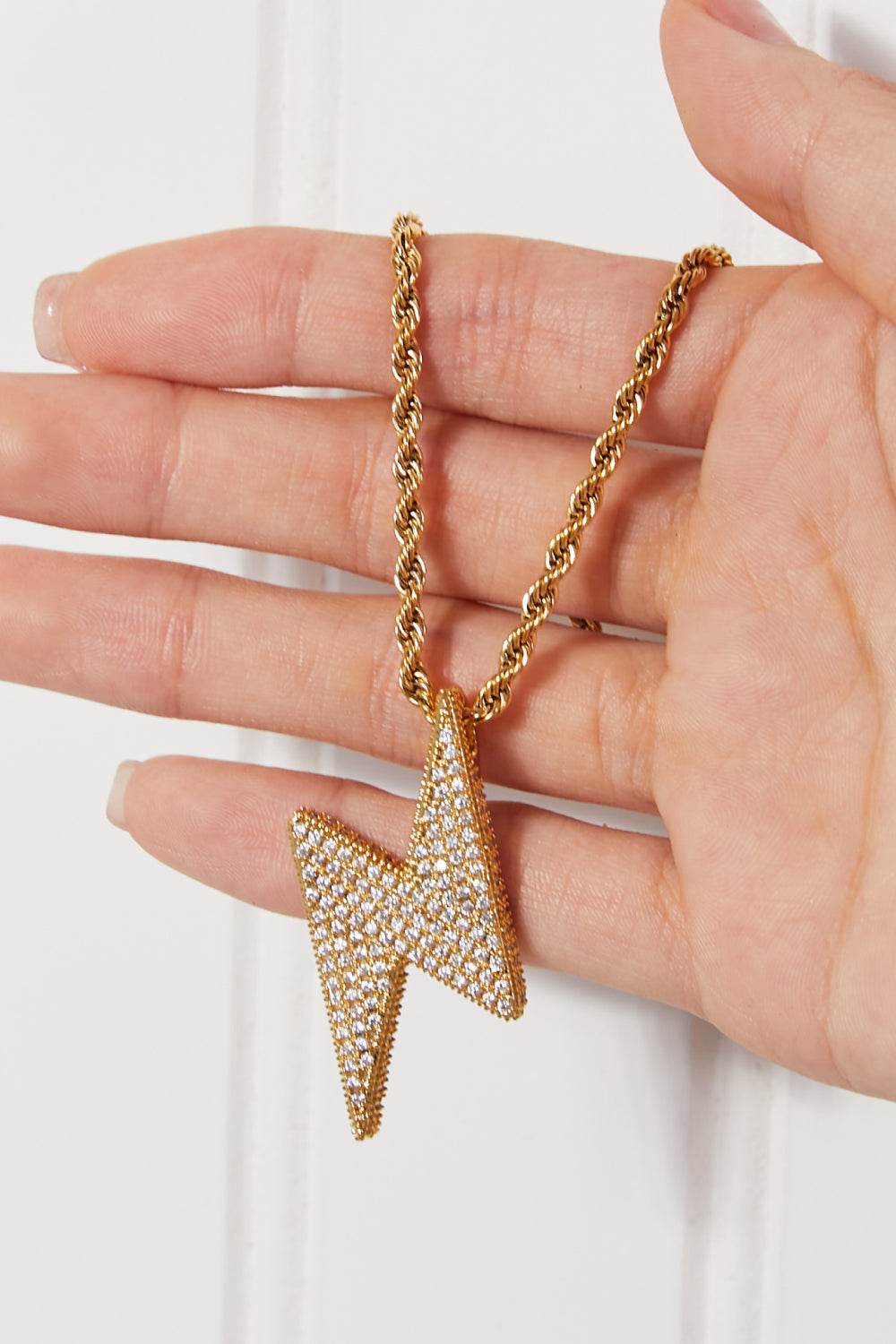 Brass Lightning Pendant Necklace - Hovatok