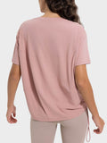 Millennia Drawstring Round Neck Short Sleeve Active T-Shirt - Hovatok
