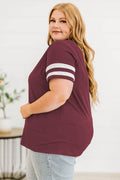 Plus Size Striped V-Neck Tee Shirt - Hovatok