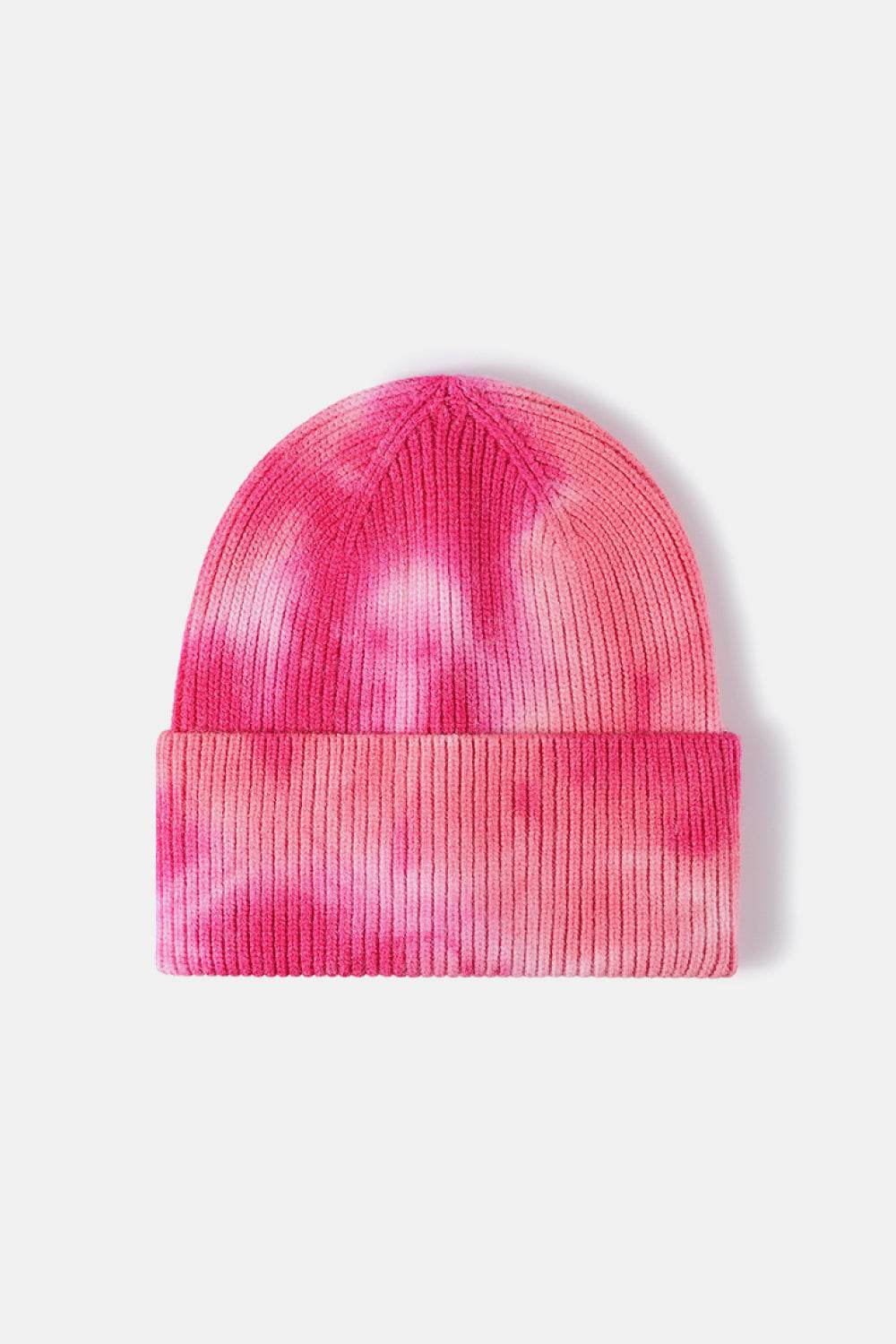 Tie-Dye Cuffed Rib-Knit Beanie Hat - Hovatok