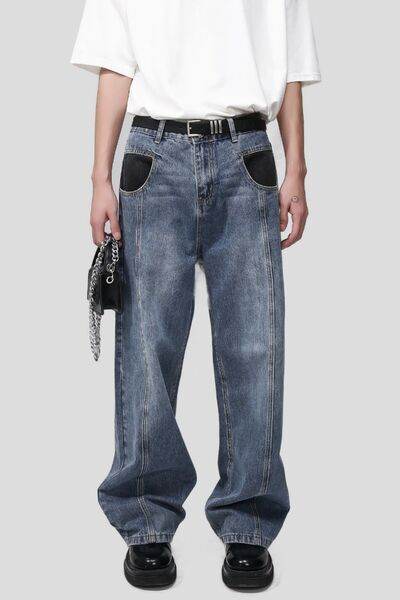 Mid Rise Waist Jeans with Pockets - Hovatok