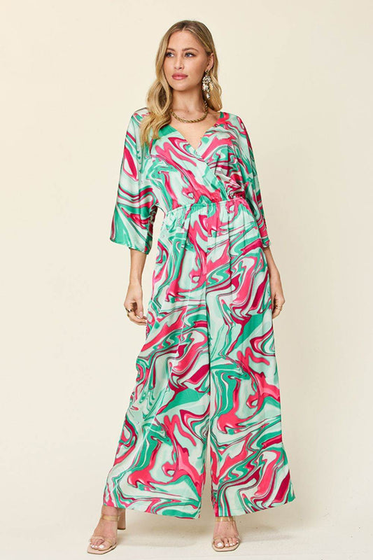 Double Take Full Size Half Sleeve Wide Leg Jumpsuit - Hovatok