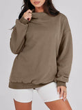 Mock Neck Drop Shoulder Long Sleeve Sweatshirt - Hovatok