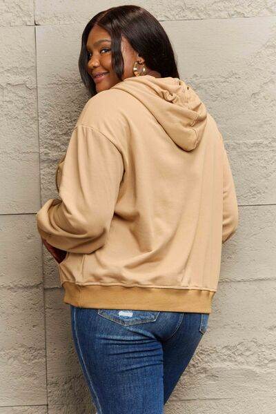 Full Size Zip Up Long Sleeve Hooded Jacket - Hovatok