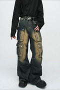 High Waist Jeans with Cargo Pockets - Hovatok