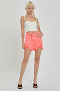 RISEN Raw Hem Asymmetrical Waist Denim Shorts - Hovatok