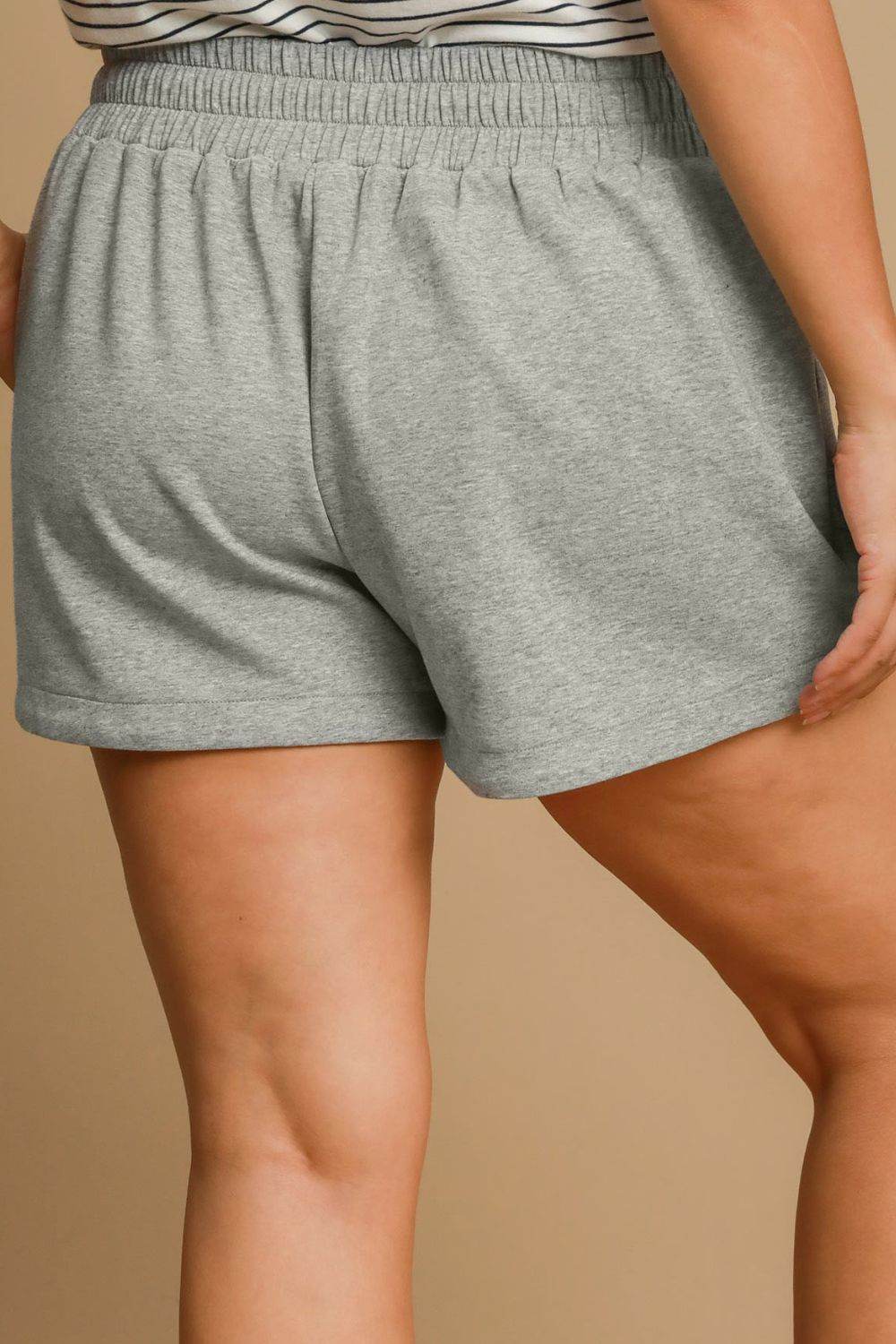 Umgee Full Size Drawstring Sweatshorts with Pockets Plus Size - Hovatok