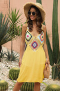 Geometric V-Neck Spaghetti Strap Cover Up Dress - Hovatok