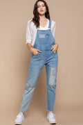 POL Front Chest Zipper Slim Leg Denim Overalls - Hovatok